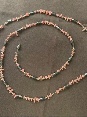 Handcrafted magnetic Pink and Black Beaded - can be necklace or bracelet !!